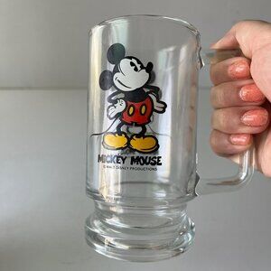 Vintage Disney Glass Mug - Classic Mickey Mouse Design for Retro Charm